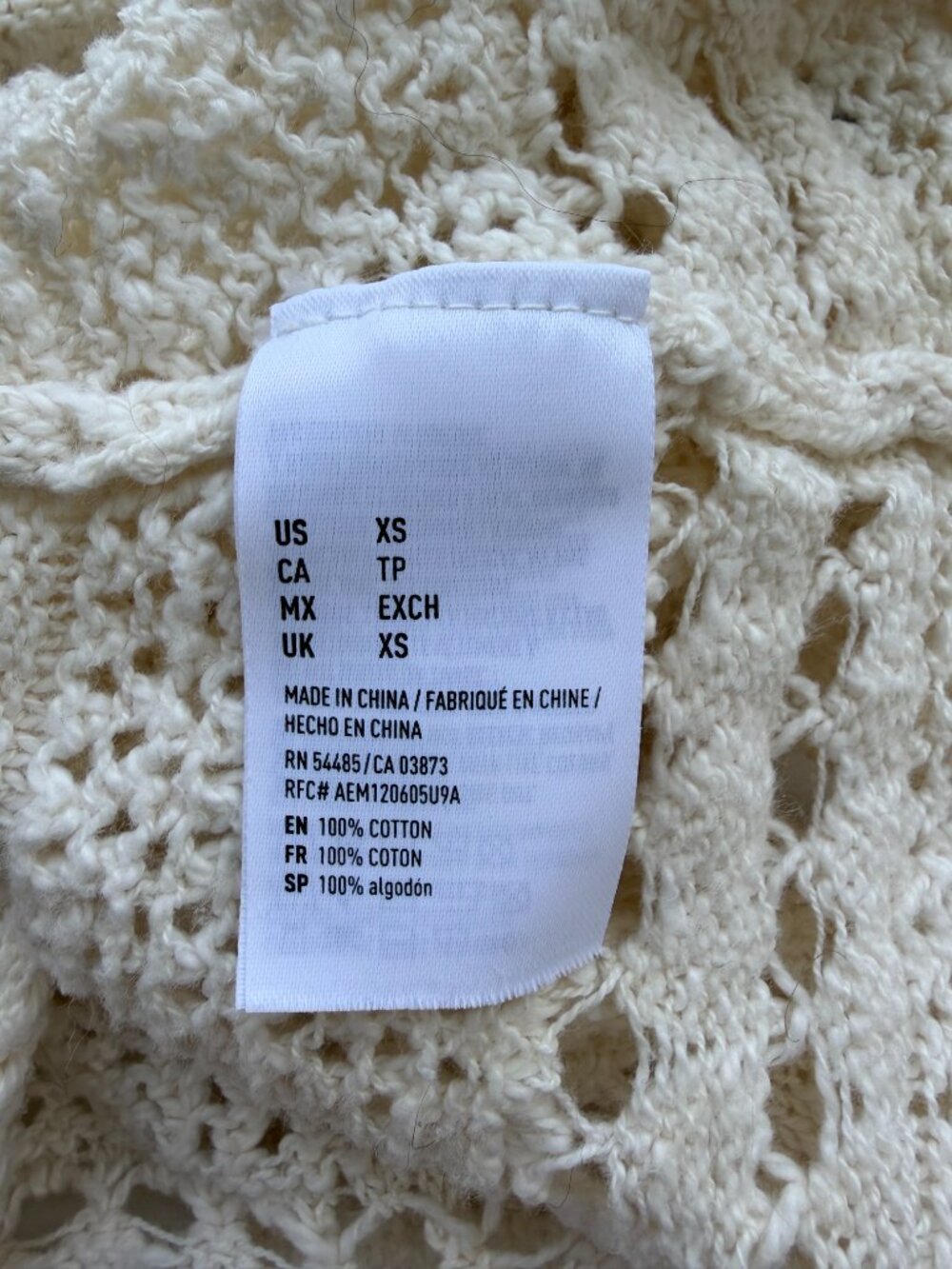 Coastal Grandma American Eagle Boho Beach Crochet Cotton Top creamy white XS - Picture 5 of 9